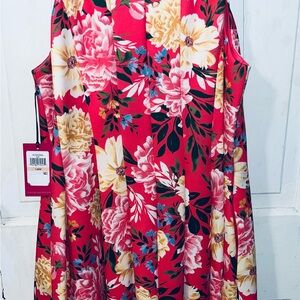 Vince Camuto Vibrant pink and Yellow Floral Midi Dress